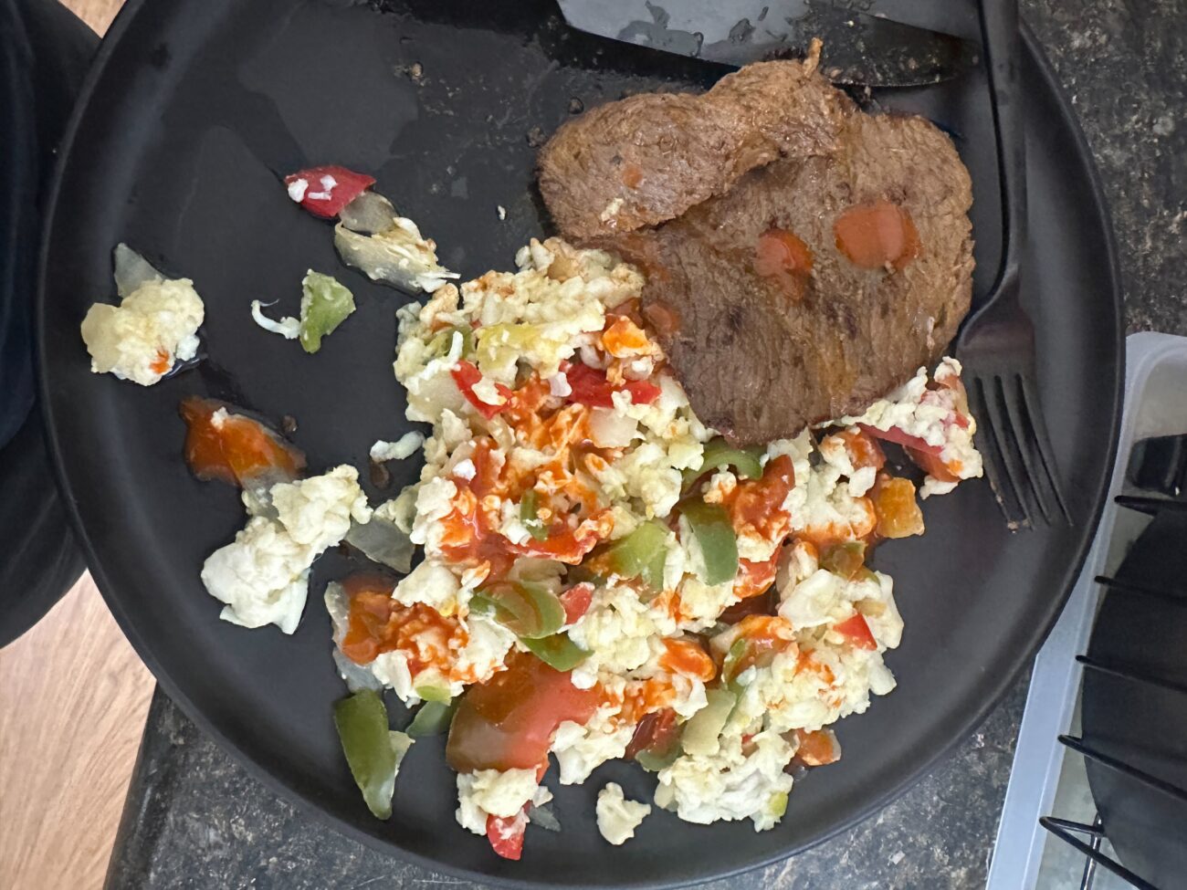 Steak and Eggs with Melted Cheese – 250 Calories